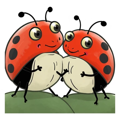 Two cute lady bugs in love  sticker