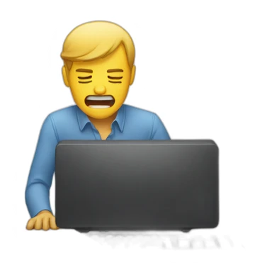 man hits his head on the keyboard sticker