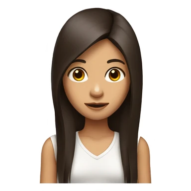 girl with dark brown long straight hair with monkey sticker