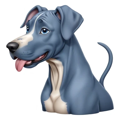 Cinematic Cute Yawning Blue Great Dane Portrait Emoji, Head tilted slightly with a dramatic, wide-open yawn, showcasing a smooth blue Fur with a cool luster, floppy ears slightly drooping, round steel-blue eyes barely open in drowsy contentment, Simplified yet irresistibly adorable features, highly detailed, glowing with a soft, cozy glow, high shine, relaxed yet expressive, stylized with a touch of whimsy, bright and endearing, soft glowing outline, capturing the essence of a sleepy yet affectionate guardian, so drowsy it feels like it could stretch out of the screen and curl up for a nap! sticker