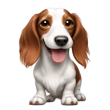 Long haired white and red piebald dachshund smiling whole body sticker