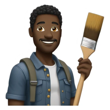 Black male with paint brush going super Sain sticker