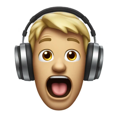 Man With headphones screaming with his tongue out sticker