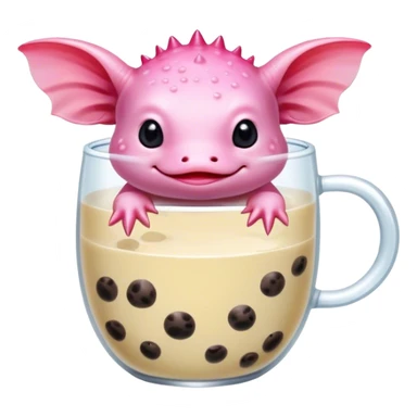 Axolotl drinking a Boba drink ￼ sticker