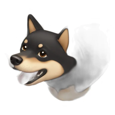 black shiba inu eating pizza sticker