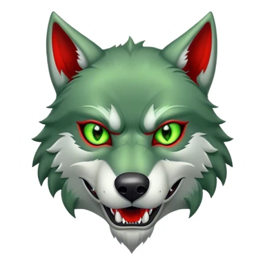 Evil Aggressive Green Wolf with red eyes sticker
