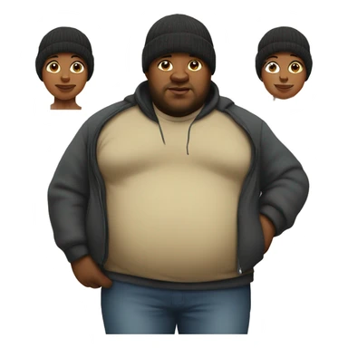 fat pregnant black man wearing beanie sticker