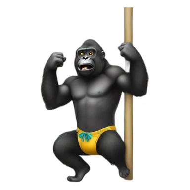 gorille qui fais de la poledance sur une plage sticker