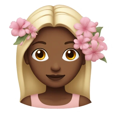 A white girl is holding soft pink flowers sticker
