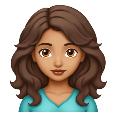 normal indian girl face with medium wavy hair with medium color sticker