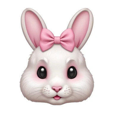 I want a cute rabbit with a bow on its ears making a kissing face  sticker