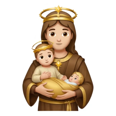 Santo Antônio with brown tunic, golden halo, holding Baby Jesus in lap sticker