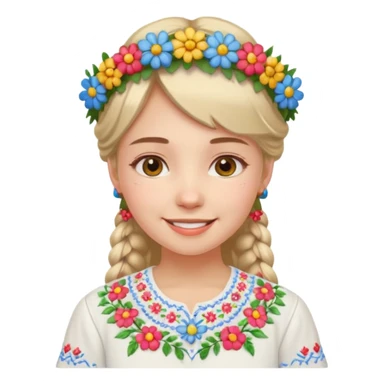 Ukrainian girl in a white embroidered shirt with a flower crown on her head sticker