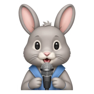 grey bunnie singing to mic sticker