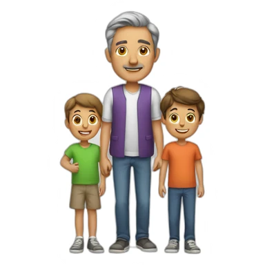 middle age man with to kids sticker