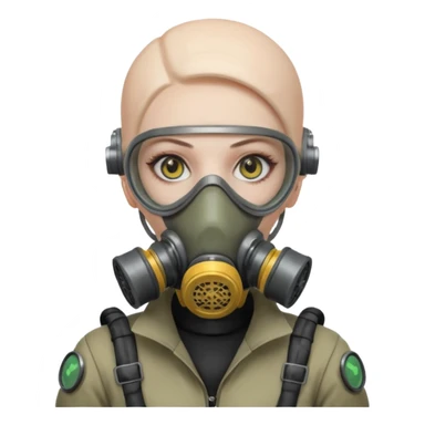 cyberpunk gasmask girl programmer bald sticker