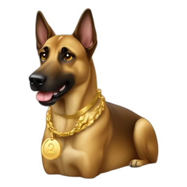 Malinois dog with gold lingot sticker