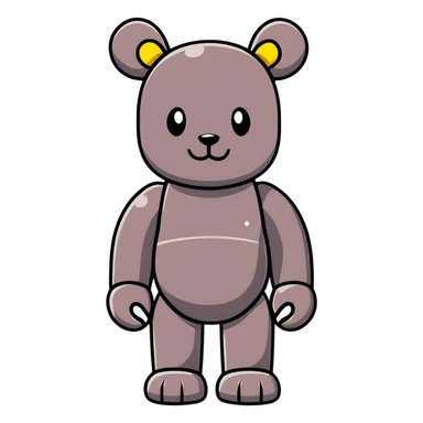 Bearbrick figure with KAWS style but with a cute happy smile, colorful bear-shaped collectible toy with articulated limbs sticker