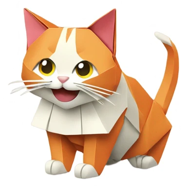 cat smiling origami saumon sticker