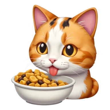 Cat eating food sticker