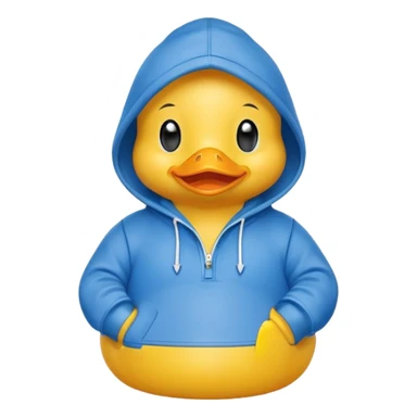 Yellow rubber duck wearing a blue hoodie sticker