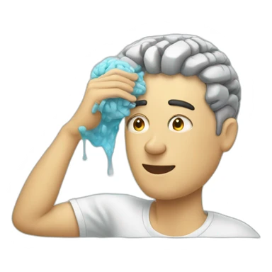 A man cleaning his brain on the inside sticker