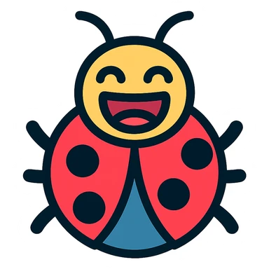 color outline icon of a laughing bug sticker