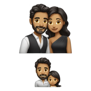 Novios, hombre moreno y mujer cabello oscuro sticker