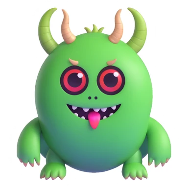 one-eyed green round monster with little horns like in Monsters Inc sticker