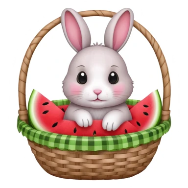 rabbit with water melon in basket sticker