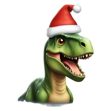 Dinosaur T-rex with christmas hat sticker
