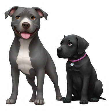 Grey pitbull next to black retriever dog sticker