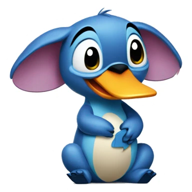 Stitch holding his duck sticker