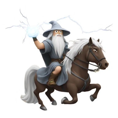 Gandalf lifting weights on a horse surrounded by lightning  sticker