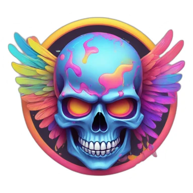 Logo Nike with Trippy Skull colorful sticker