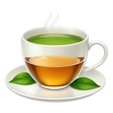 White tea cup with leaf on the plate but not on the tea sticker