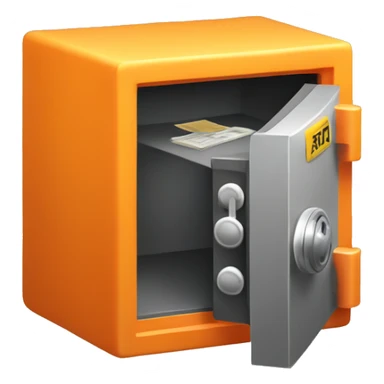 3d  isometric small safe in orange or yellow sticker