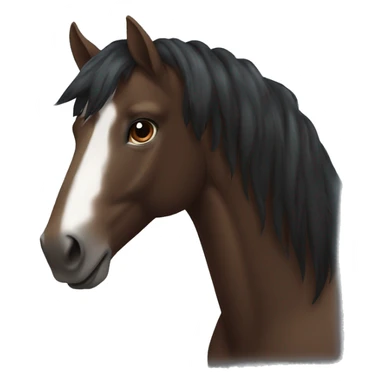 Dark brown horse with dark brown mane and small white marking on top of head sticker