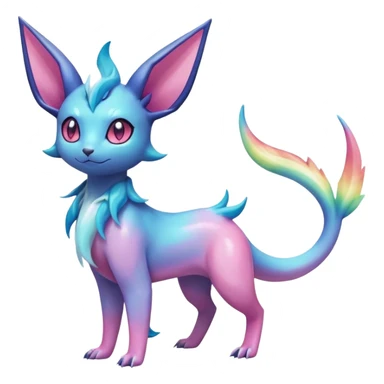 Rainbow crystalic Shiny pastel Nebulae Salandit-Glaceon-Sylveon-Espeon-Vaporeon-Noibat-Fakémon-hybrid-creature (full body)  sticker