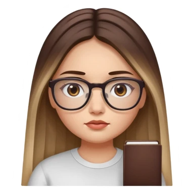 Chica de piel blanca con cabello liso largo con balayage, ojos cafe obcuro con lentes cuadrados, gordita, dando una terapia psicologica sticker