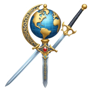 Sword which has globe over it 
 sticker