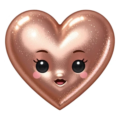 Edit the glittery gold color heart to a glittery rose gold color heart with a subtle gradient and no border. Keep the background transparent. Maintain the glittery texture and subtle gradient effect in rose gold tones sticker