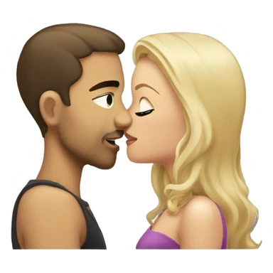 Brunette man kissing blonde woman sticker