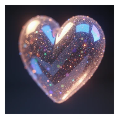 photorealistic holographic heart with sparkles and iridescent shine sticker