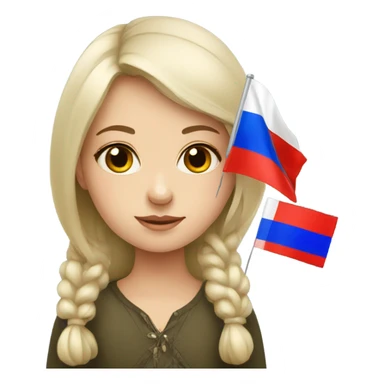 russian girl with russian flag  sticker