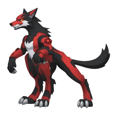  Cool Edgy Black Red Digimon-Fakemon-Wolf full body sticker