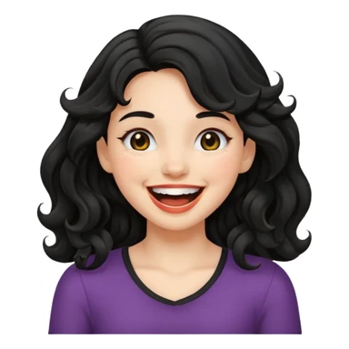 دختری با موهای مشکی مواج و چشم های سیاه در حال شوخی کردن sticker