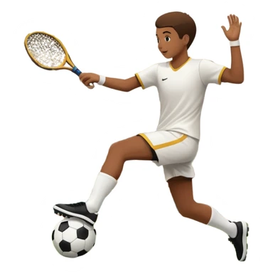 An icon showcasing a virtual sports game, featuring a player in action on the stadium or court. The design includes dynamic movement, like kicking a soccer ball or swinging a tennis racket, with a virtual scoreboard and crowd in the background. Transparent background sticker