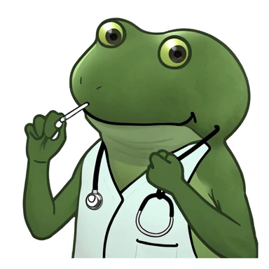 a 1600 pixel wide banner filled with bufo frog characters in a hospital setting, medical theme, showing frogs as doctors, nurses, and patients, with medical equipment and hospital background, playful and lively atmosphere sticker