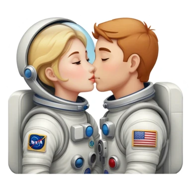 Astronaut couple kissing together  sticker